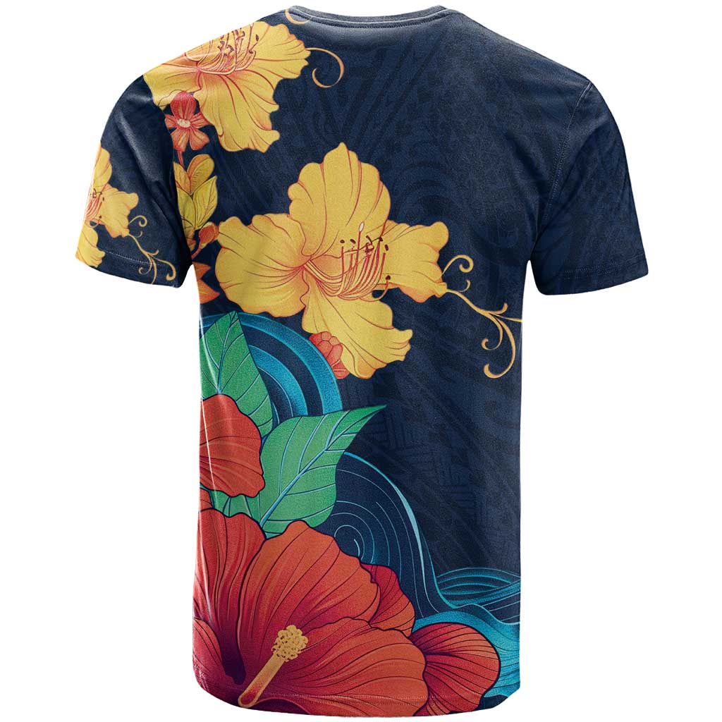 Polynesian Hibiscus Flower Waves Pattern T Shirt LT9 - Polynesian Pride