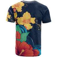 Polynesian Hibiscus Flower Waves Pattern T Shirt LT9 - Polynesian Pride