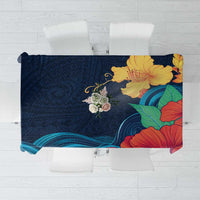 Polynesian Hibiscus Flower Waves Pattern Tablecloth LT9 Dark Blue - Polynesian Pride