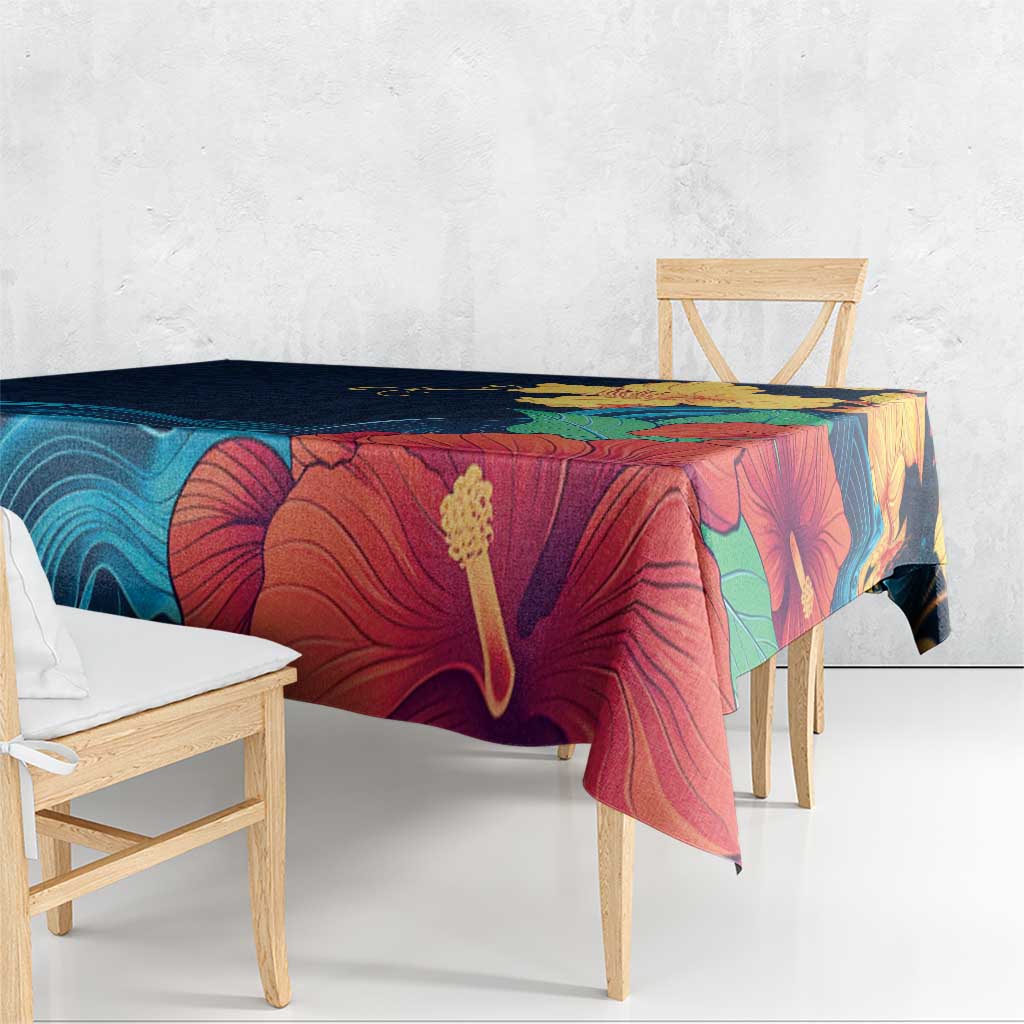 Polynesian Hibiscus Flower Waves Pattern Tablecloth LT9 - Polynesian Pride