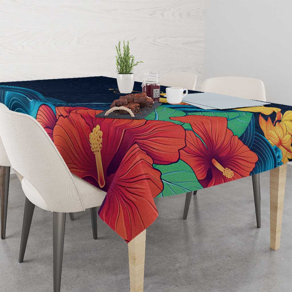 Polynesian Hibiscus Flower Waves Pattern Tablecloth LT9 - Polynesian Pride
