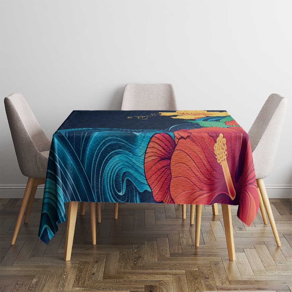 Polynesian Hibiscus Flower Waves Pattern Tablecloth LT9 - Polynesian Pride