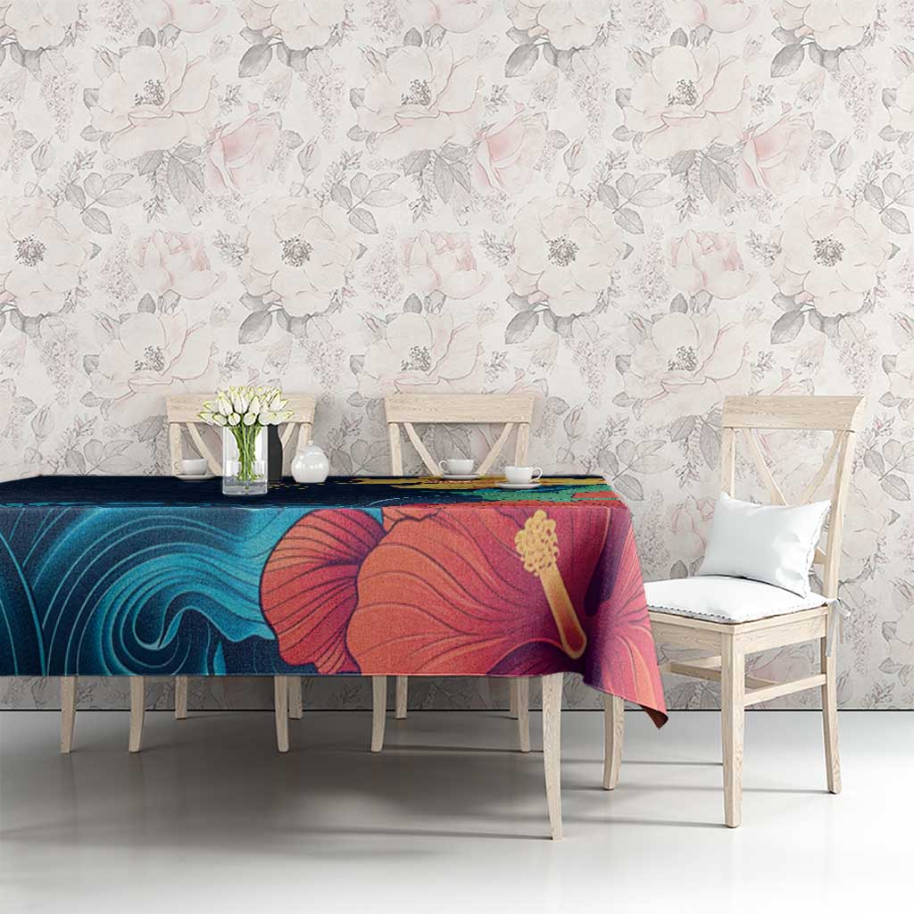 Polynesian Hibiscus Flower Waves Pattern Tablecloth LT9 - Polynesian Pride