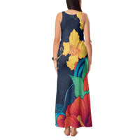 Polynesian Hibiscus Flower Waves Pattern Tank Maxi Dress LT9 - Polynesian Pride