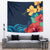 Polynesian Hibiscus Flower Waves Pattern Tapestry