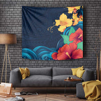Polynesian Hibiscus Flower Waves Pattern Tapestry LT9 - Polynesian Pride