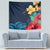 Polynesian Hibiscus Flower Waves Pattern Tapestry