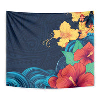 Polynesian Hibiscus Flower Waves Pattern Tapestry LT9 - Polynesian Pride