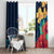 Polynesian Hibiscus Flower Waves Pattern Window Curtain