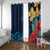 Polynesian Hibiscus Flower Waves Pattern Window Curtain