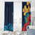 Polynesian Hibiscus Flower Waves Pattern Window Curtain