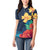 Polynesian Hibiscus Flower Waves Pattern Women Polo Shirt