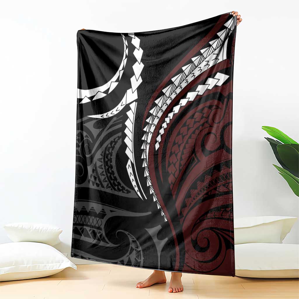 Polynesian Oxblood Line Art Tribal Tattoo Blanket LT9 - Polynesian Pride