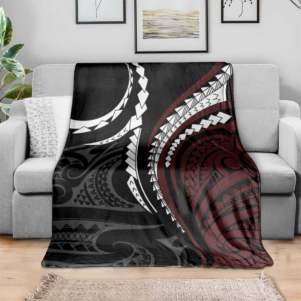 Polynesian Oxblood Line Art Tribal Tattoo Blanket LT9 - Polynesian Pride