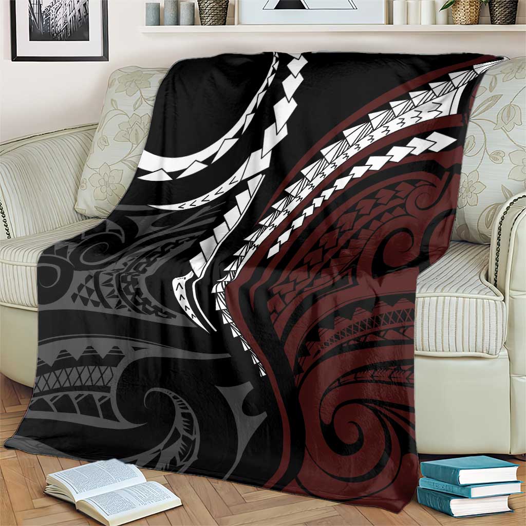 Polynesian Oxblood Line Art Tribal Tattoo Blanket LT9 - Polynesian Pride
