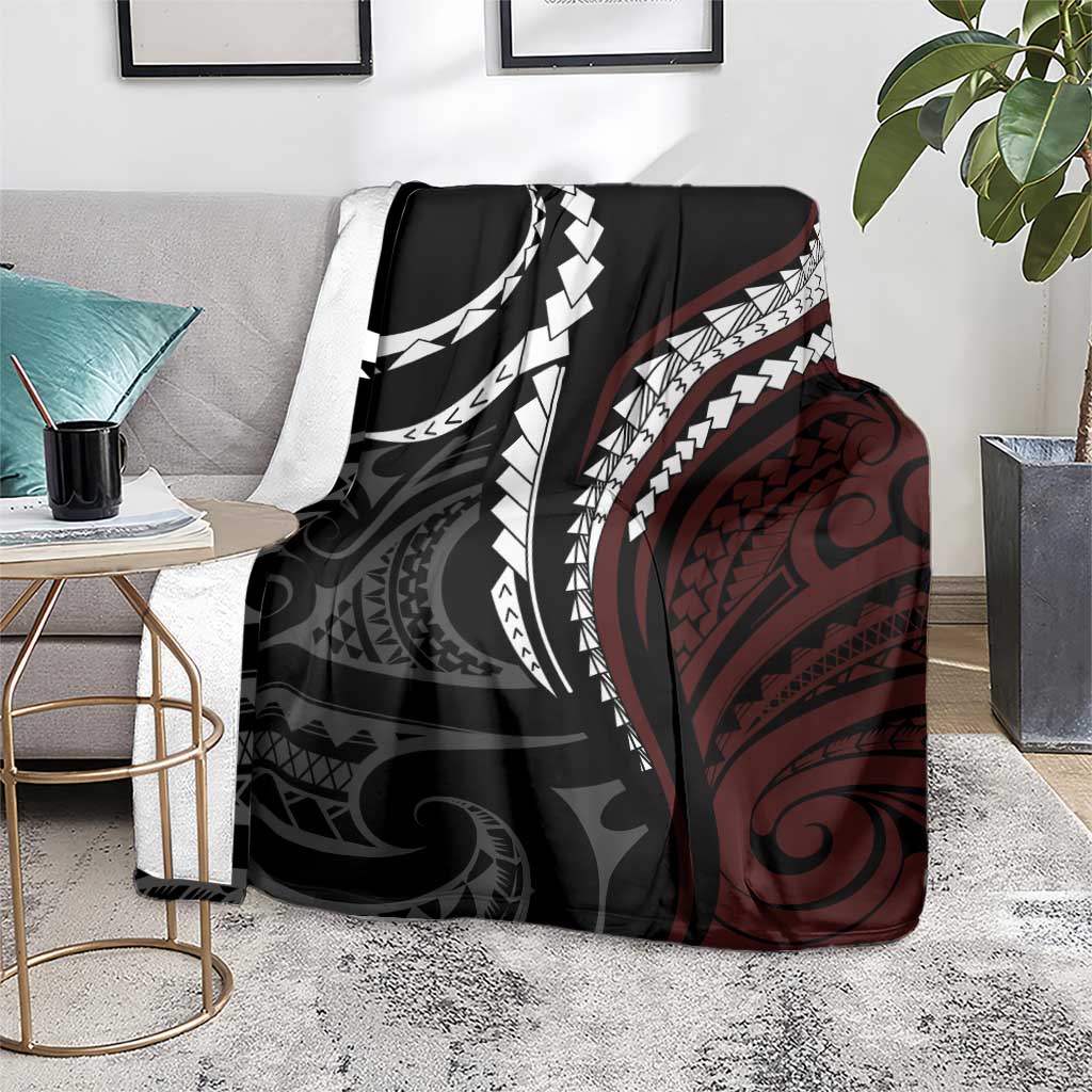Polynesian Oxblood Line Art Tribal Tattoo Blanket LT9 - Polynesian Pride