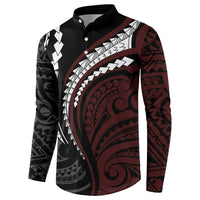 Polynesian Oxblood Line Art Tribal Tattoo Button Sweatshirt LT9 - Polynesian Pride