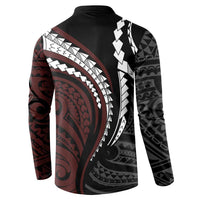 Polynesian Oxblood Line Art Tribal Tattoo Button Sweatshirt LT9 - Polynesian Pride