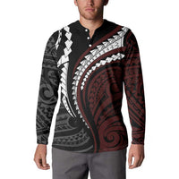 Polynesian Oxblood Line Art Tribal Tattoo Button Sweatshirt LT9 - Polynesian Pride