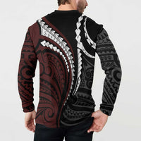 Polynesian Oxblood Line Art Tribal Tattoo Button Sweatshirt LT9 - Polynesian Pride