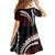 Polynesian Oxblood Line Art Tribal Tattoo Family Matching Long Sleeve Bodycon Dress and Hawaiian Shirt