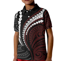 Polynesian Oxblood Line Art Tribal Tattoo Kid Polo Shirt LT9 Kid Beige - Polynesian Pride