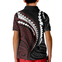 Polynesian Oxblood Line Art Tribal Tattoo Kid Polo Shirt LT9 - Polynesian Pride