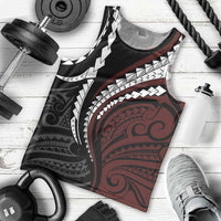 Polynesian Oxblood Line Art Tribal Tattoo Men Tank Top LT9 - Polynesian Pride