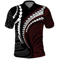Polynesian Oxblood Line Art Tribal Tattoo Polo Shirt LT9 Beige - Polynesian Pride