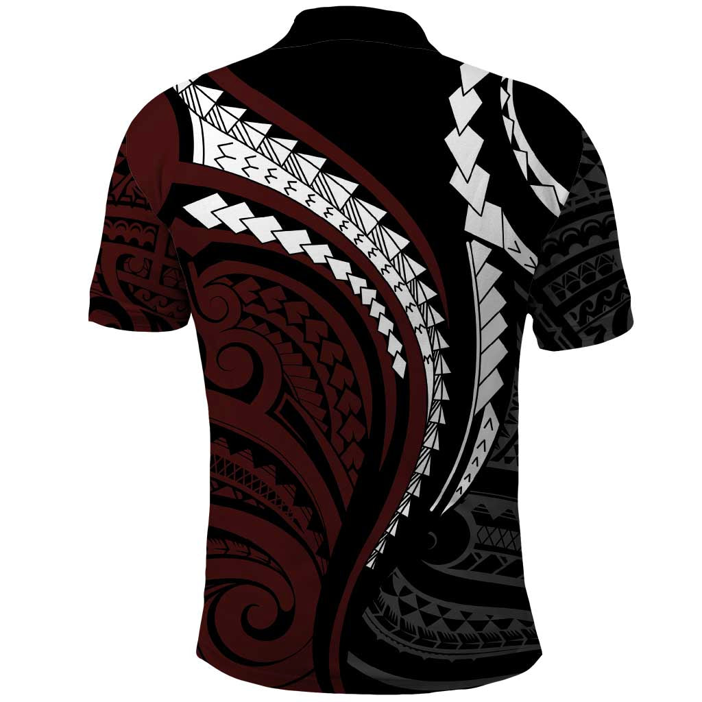Polynesian Oxblood Line Art Tribal Tattoo Polo Shirt LT9 - Polynesian Pride