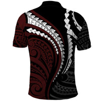 Polynesian Oxblood Line Art Tribal Tattoo Polo Shirt LT9 - Polynesian Pride