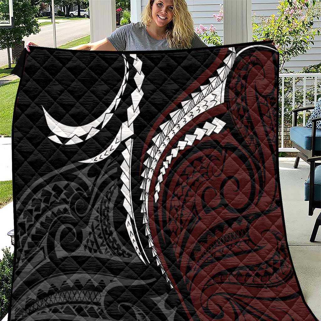 Polynesian Oxblood Line Art Tribal Tattoo Quilt LT9 Beige - Polynesian Pride