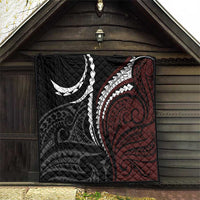 Polynesian Oxblood Line Art Tribal Tattoo Quilt LT9 - Polynesian Pride