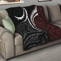 Polynesian Oxblood Line Art Tribal Tattoo Quilt LT9 - Polynesian Pride
