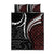 Polynesian Oxblood Line Art Tribal Tattoo Quilt Bed Set