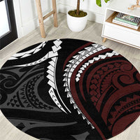 Polynesian Oxblood Line Art Tribal Tattoo Round Carpet LT9 Beige - Polynesian Pride