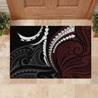 Polynesian Oxblood Line Art Tribal Tattoo Rubber Doormat LT9 Beige - Polynesian Pride