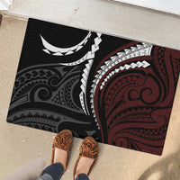 Polynesian Oxblood Line Art Tribal Tattoo Rubber Doormat LT9 - Polynesian Pride
