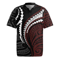 Polynesian Oxblood Line Art Tribal Tattoo Rugby Jersey LT9 Beige - Polynesian Pride