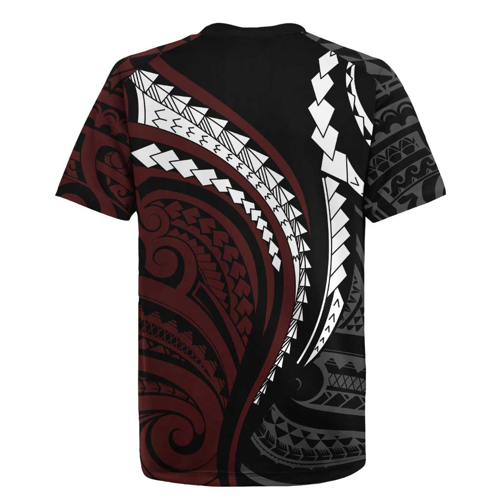Polynesian Oxblood Line Art Tribal Tattoo Rugby Jersey LT9 - Polynesian Pride