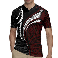 Polynesian Oxblood Line Art Tribal Tattoo Rugby Jersey LT9 - Polynesian Pride