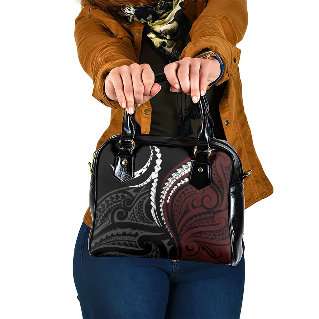 Polynesian Oxblood Line Art Tribal Tattoo Shoulder Handbag LT9 One Size Beige - Polynesian Pride