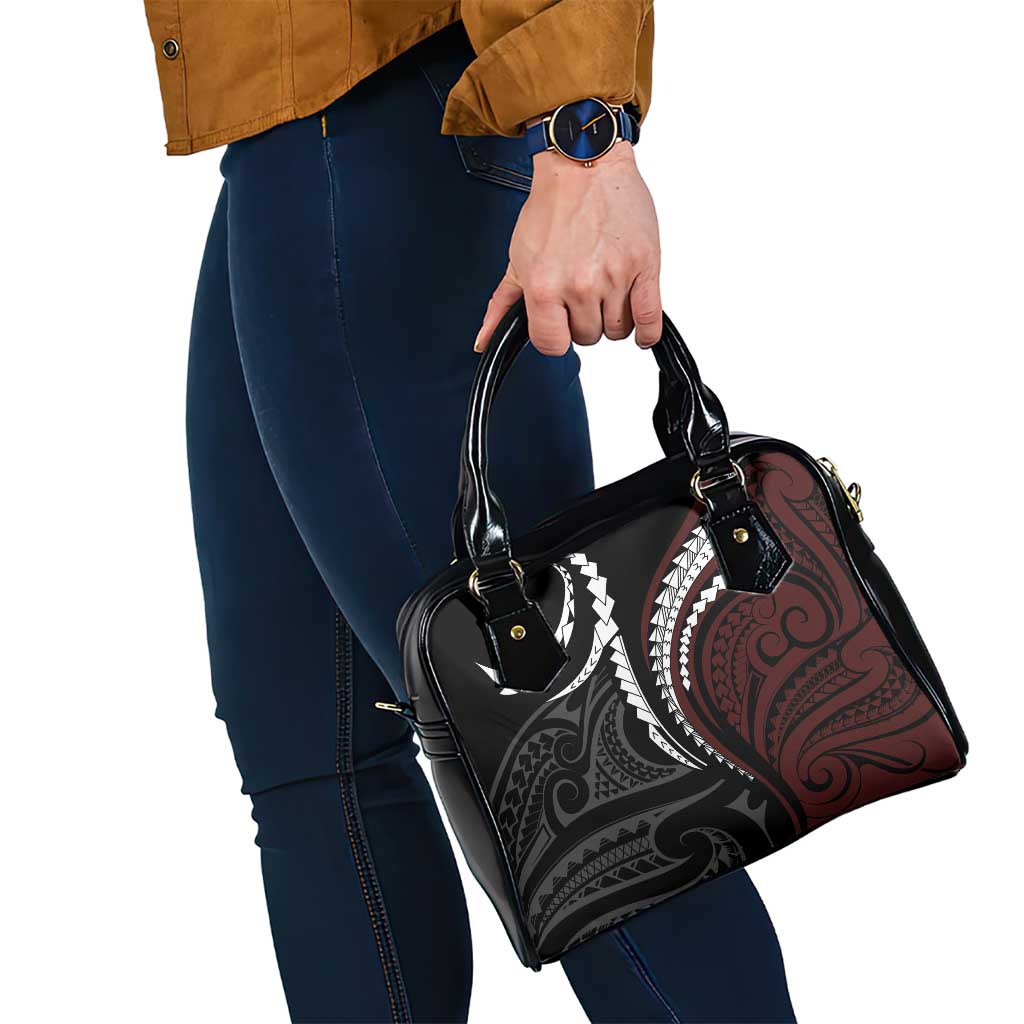 Polynesian Oxblood Line Art Tribal Tattoo Shoulder Handbag LT9 - Polynesian Pride