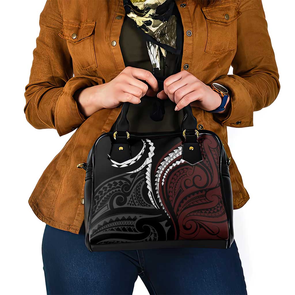 Polynesian Oxblood Line Art Tribal Tattoo Shoulder Handbag LT9 - Polynesian Pride
