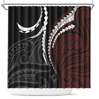 Polynesian Oxblood Line Art Tribal Tattoo Shower Curtain LT9 Beige - Polynesian Pride