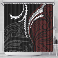 Polynesian Oxblood Line Art Tribal Tattoo Shower Curtain LT9 - Polynesian Pride