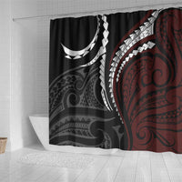 Polynesian Oxblood Line Art Tribal Tattoo Shower Curtain LT9 - Polynesian Pride