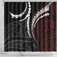 Polynesian Oxblood Line Art Tribal Tattoo Shower Curtain LT9 - Polynesian Pride