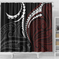 Polynesian Oxblood Line Art Tribal Tattoo Shower Curtain LT9 - Polynesian Pride