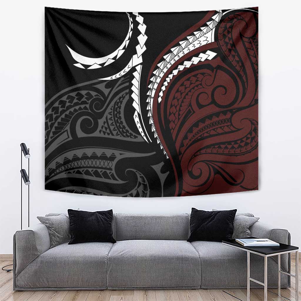 Polynesian Oxblood Line Art Tribal Tattoo Tapestry LT9 Beige - Polynesian Pride